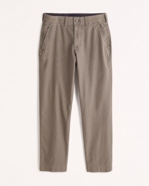 Abercrombie Fixed Waist Linen-blend Byxor Herr MörkBruna | 0395-BVJPY