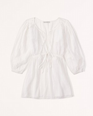 Abercrombie Gauzy Beach Mini Coverup Badkläder Dam Vita | 8765-VGREY