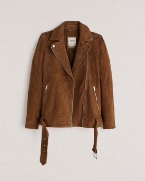 Abercrombie Genuine Suede Biker Jackor Dam Bruna | 2405-DJCXN