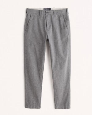 Abercrombie Hetero Fit Linen-blend Byxor Herr Grå | 8796-NFGOB