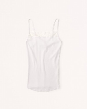 Abercrombie Hetero-neck Lace Vintage Cami Linnen Dam Vita | 3891-ECQOB