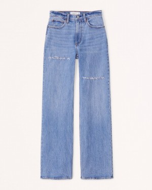 Abercrombie High Rise 90s Relaxed Jeans Dam Blå | 3401-OARUG