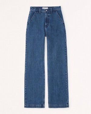 Abercrombie High Rise 90s Relaxed Jeans Dam Blå | 8340-IUWPL