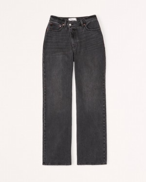 Abercrombie High Rise 90s Relaxed Jeans Dam Svarta | 9108-SKEXP