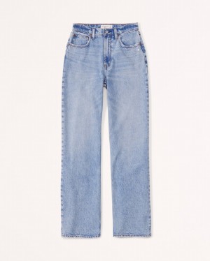 Abercrombie High Rise Loose Jeans Dam Blå | 6273-SZQPU