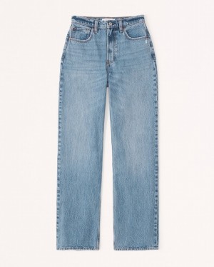 Abercrombie High Rise Loose Jeans Dam Blå | 6582-XBDST