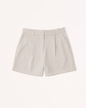 Abercrombie High Rise Premium Crepe Tailored Shorts Dam Grå | 0573-XRBUZ