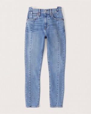 Abercrombie High Rise Super Skinny Ankle Jeans Dam Blå | 5130-ECVZA