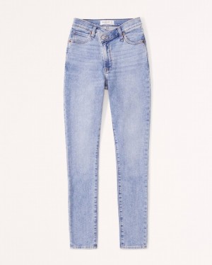 Abercrombie High Rise Super Skinny Ankle Jeans Dam Blå | 6342-KRIXS