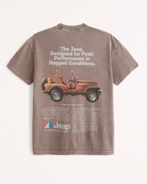 Abercrombie Jeep Graphic T-shirt Herr Bruna Tvätt | 3602-BSXLW