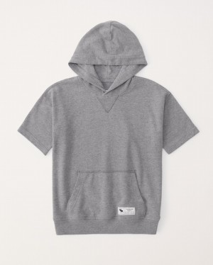 Abercrombie Korta-sleeve Hoodie Pojke Grå | 0498-QEOUV