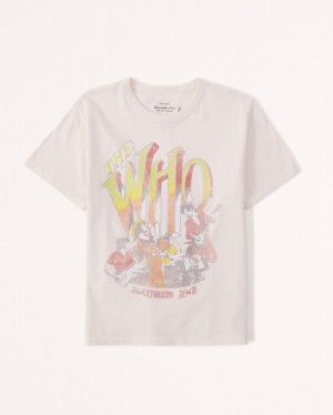 Abercrombie Korta-sleeve The Who Graphic Skimming T-shirt Dam Grädde | 5398-KVAMJ