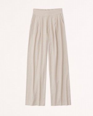 Abercrombie Linen-blend Ultra Wide-leg Byxor Dam Bruna | 2437-QZBIJ