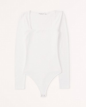 Abercrombie Long-sleeve Cozy Squareneck Bodysuit Dam Vita | 8132-SODUH