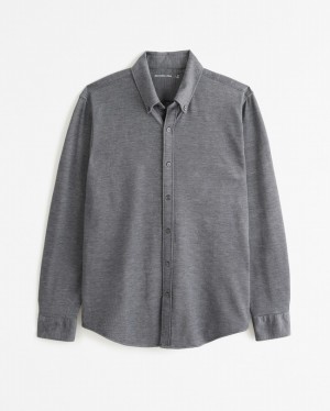 Abercrombie Long-sleeve Performance Button-up Skjorta Herr Blå | 9240-RPZMU