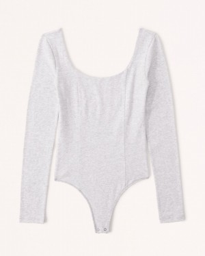 Abercrombie Long-sleeve Seamed Scoopneck Bodysuit Dam LjusGrå | 9658-BFTMU