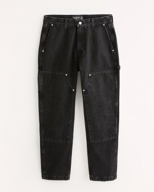 Abercrombie Loose Workwear Jeans Herr Svarta Tvätt | 6517-YOTBG