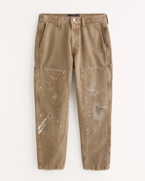 Abercrombie Loose Workwear Jeans Herr Bruna Tvätt | 5496-EQXOK