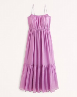 Abercrombie Low Back Tiered Maxi Klänning Dam Lila | 9046-KLBJI