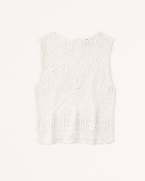 Abercrombie Macrame-inspired Crew Linnen Dam Vita | 3408-ZJCFM