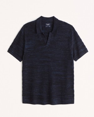 Abercrombie Marled Johnny Collar Piketröja Herr Marinblå Blå | 6452-ILZWS