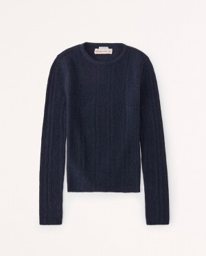 Abercrombie Merino Wool-blend Crew Tröjor Dam Marinblå | 3047-ETRQN