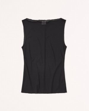 Abercrombie Mesh Slash Shell Linnen Dam Svarta | 3276-VPOUX