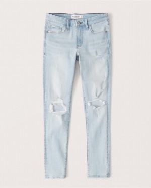 Abercrombie Mid Rise Super Skinny Ankle Jeans Dam LjusTvätt | 0426-SWXLR