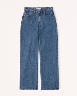 Abercrombie Mid Rise Ultra Wide Leg Jeans Dam Blå | 2374-HGRFU