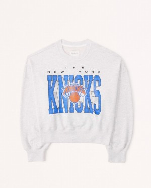 Abercrombie New York Knicks Graphic Sunday Crew Tröjor Dam Grå | 0759-BMTNC