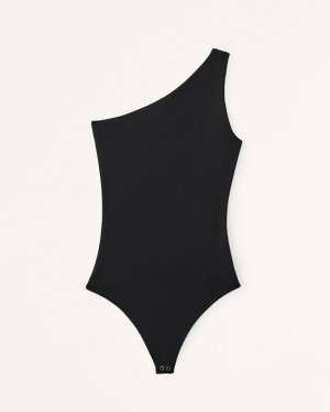 Abercrombie One-shoulder Seamless Fabric Bodysuit Dam Svarta | 3980-FMNOT