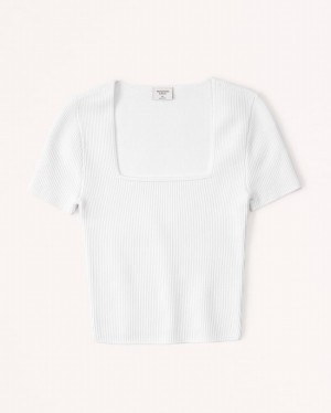 Abercrombie Ottoman Squareneck T-shirt Dam Vita | 1693-IRDFU