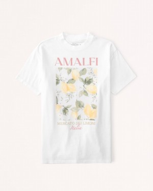 Abercrombie Oversized Boyfriend Amalfi Graphic T-shirt Dam Vita | 4782-LYGRE