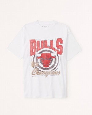 Abercrombie Oversized Boyfriend Chicago Bulls Graphic T-shirt Dam Vita | 6172-RJHOD