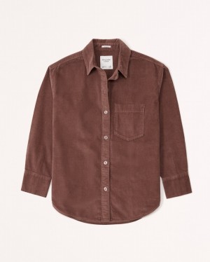 Abercrombie Oversized Corduroy Skjorta Dam Bruna | 8291-KVWFX