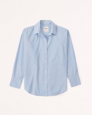 Abercrombie Oversized Poplin Button-up Skjorta Dam LjusBlå | 0638-MIAFK