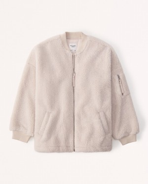 Abercrombie Oversized Sherpa Bomber Jackor Dam Grädde | 4692-BFOCK