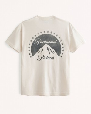 Abercrombie Paramount Graphic T-shirt Herr Vita | 5728-MBJNK