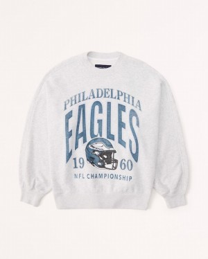 Abercrombie Philadelphia Eagles Graphic Oversized Sunday Crew Tröjor Dam LjusGrå | 3589-JEUOH