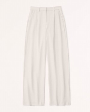 Abercrombie Premium Crepe Tailored Ultra Wide-leg Byxor Dam Vita | 7534-UBZDC