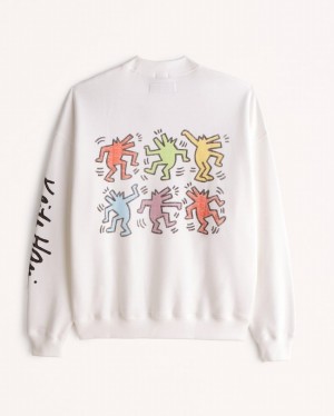 Abercrombie Pride Keith Haring Graphic Crew Tröjor Herr Vita | 0598-EAWPR