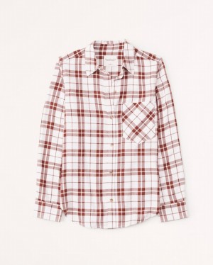 Abercrombie Relaxed Flannel Skjorta Dam Vita | 8794-FQMIT