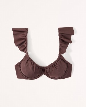 Abercrombie Ruffle Strap Underwire Badkläder Dam Choklad Bruna | 6512-TNFSO