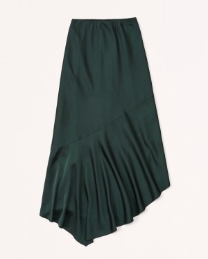 Abercrombie Satin Asymmetrical Maxi Kjolar Dam Gröna | 2619-CWPAB