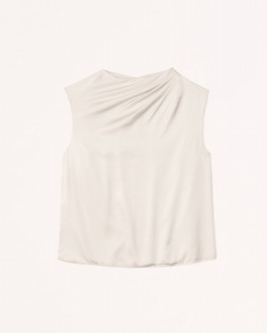 Abercrombie Satin High-neck Draped Cowl Linnen Dam Grädde | 7243-VMBLF