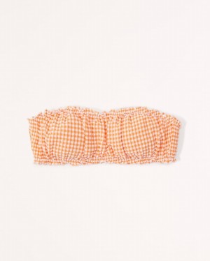 Abercrombie Seersucker Bandeau Badkläder Dam Orange | 8163-FOLXM