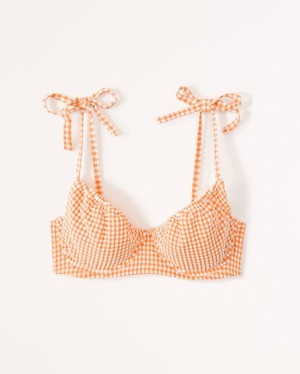 Abercrombie Seersucker Tie-strap Underwire Badkläder Dam Orange | 3917-KLBWI