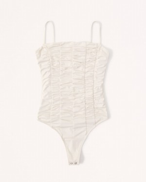 Abercrombie Slinky Cami Ruched Bodysuit Dam Beige | 2563-SQHMX