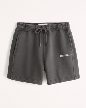 Abercrombie Small-scale Logo Fleece Shorts Herr MörkGrå | 3976-XAZYR