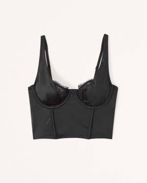 Abercrombie Spets And Satin Balconette Corset Sovkläder Dam Svarta | 7215-MJXWR